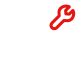 Outline of a car with a speech bubble containing a red wrench icon, suggesting vehicle maintenance or repair.